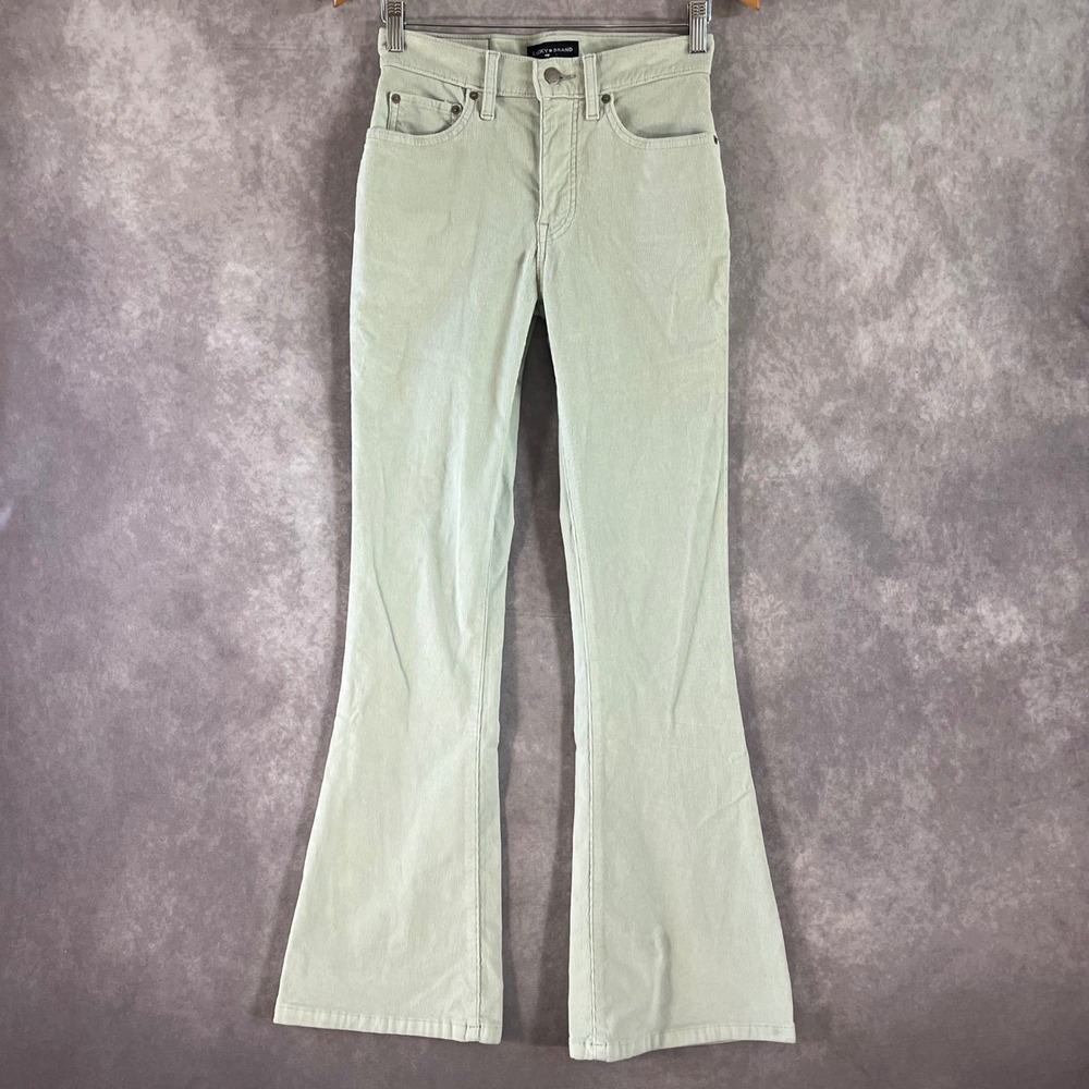 Lucky Brand Stevie High Rise‎ Flare Pants Womens 2/26 Mint Green Corduroy Hippie